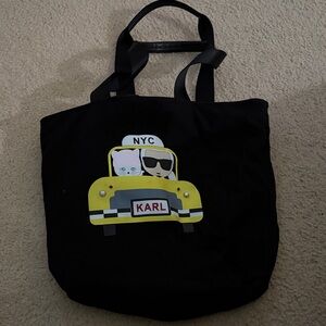 Karl Lagerfeld Black Tote with Yellow Taxi Graphic